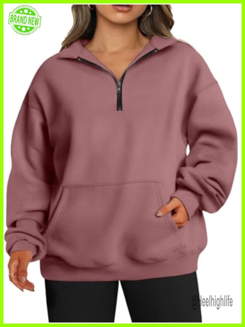 Plus Size Half Zip Sweatshirt with Pockets Oversized Pullover